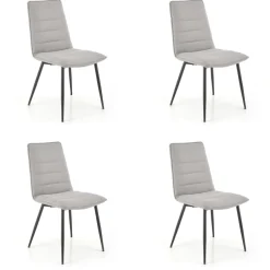 Set 4 sedie sala da pranzo imbottite in tessuto grigio Quiche