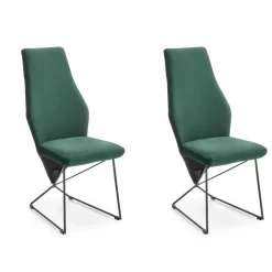 Set 2 sedie sala da pranzo imbottite in velluto verde scuro nero Malabo