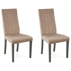 Set 2 sedie sala da pranzo imbottite in velluto trapuntato beige Mascate