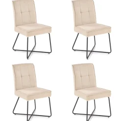 Set 4 sedie sala da pranzo imbottite in tessuto beige Anemone