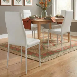 Set 4 sedie sala da pranzo imbottite in ecopelle bianco Vittoria