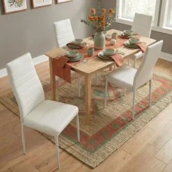 Set 4 sedie sala da pranzo imbottite in ecopelle bianco Vittoria