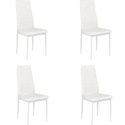 Set 4 sedie sala da pranzo imbottite in ecopelle bianco Vittoria