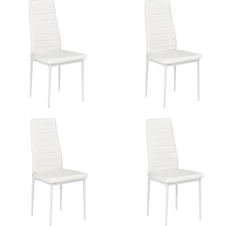 Set 4 sedie sala da pranzo imbottite in ecopelle bianco Vittoria