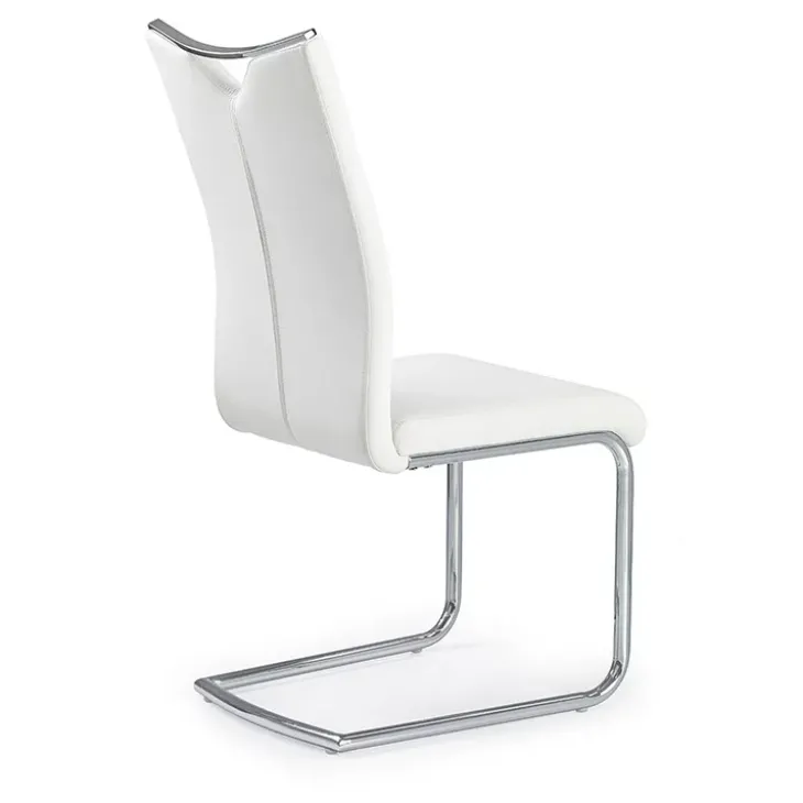 Set 4 sedie sala da pranzo imbottite in ecopelle bianco con gambe in metallo Soraya