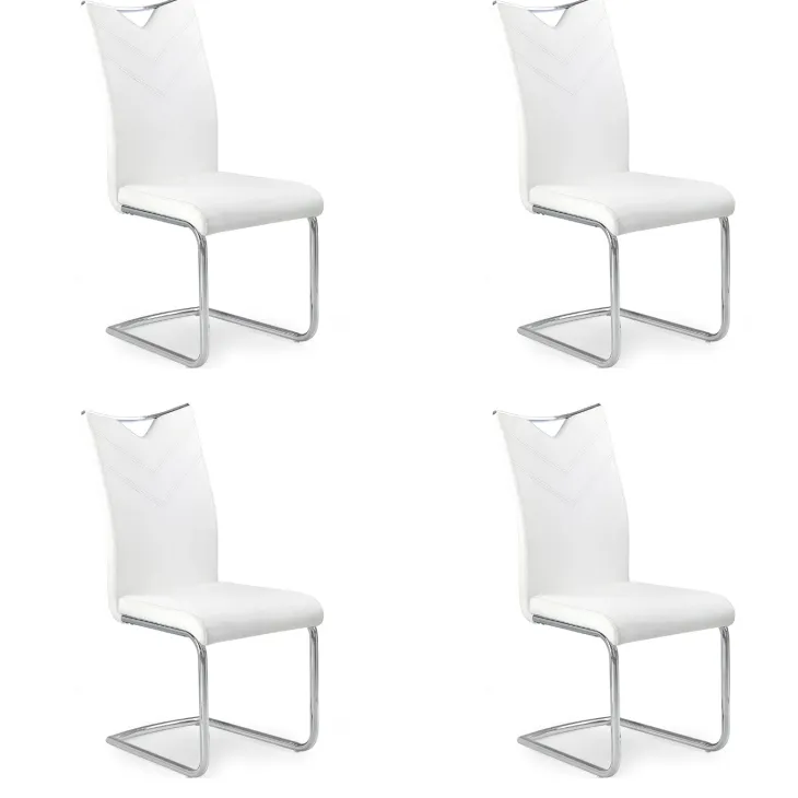 Set 4 sedie sala da pranzo imbottite in ecopelle bianco con gambe in metallo Soraya