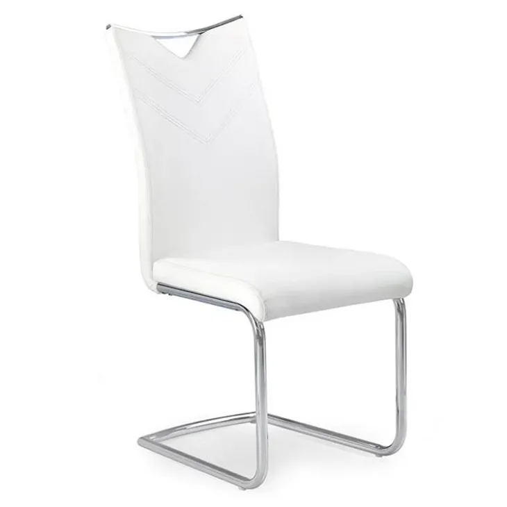 Set 4 sedie sala da pranzo imbottite in ecopelle bianco con gambe in metallo Soraya