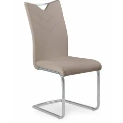Set 4 sedie sala da pranzo imbottite in ecopelle beige con gambe in metallo Soraya
