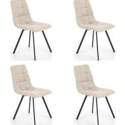 Set 4 sedie sala da pranzo imbottite in tessuto beige Kristen