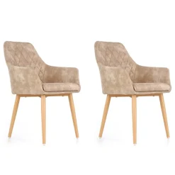 Set 2 sedie sala da pranzo imbottite in ecopelle beige Soleil