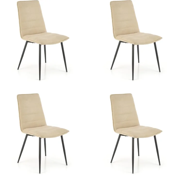 Set 4 sedie sala da pranzo imbottite in tessuto beige Quiche