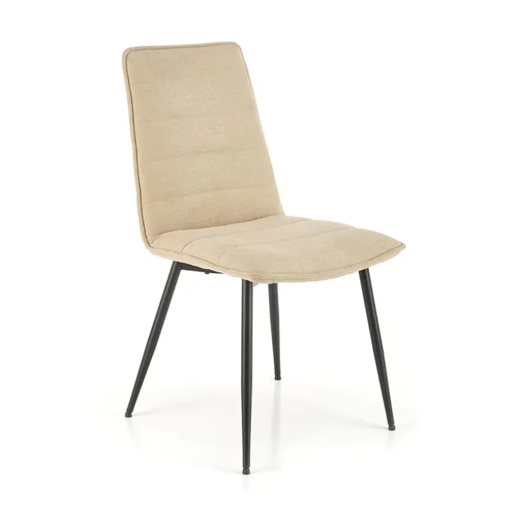 Set 4 sedie sala da pranzo imbottite in tessuto beige Quiche