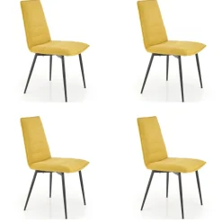Set 4 sedie sala da pranzo imbottite in tessuto senape Quiche
