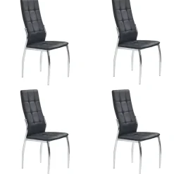 Set 4 sedie sala da pranzo imbottite in ecopelle nera e struttura acciaio Sveva Gihome®