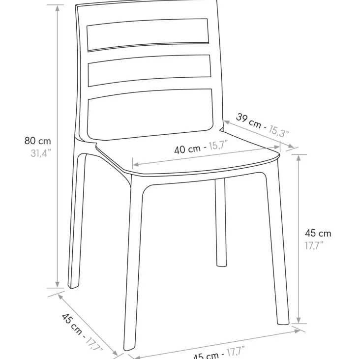 Set 4 sedie sala da pranzo impilabili moderne in polipropilene verde Nature