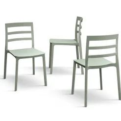 Set 4 sedie sala da pranzo impilabili moderne in polipropilene verde Nature