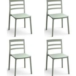 Set 4 sedie sala da pranzo impilabili moderne in polipropilene verde Nature