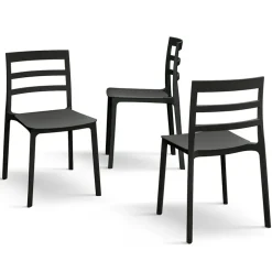 Set 4 sedie sala da pranzo impilabili moderne in polipropilene nero Nature