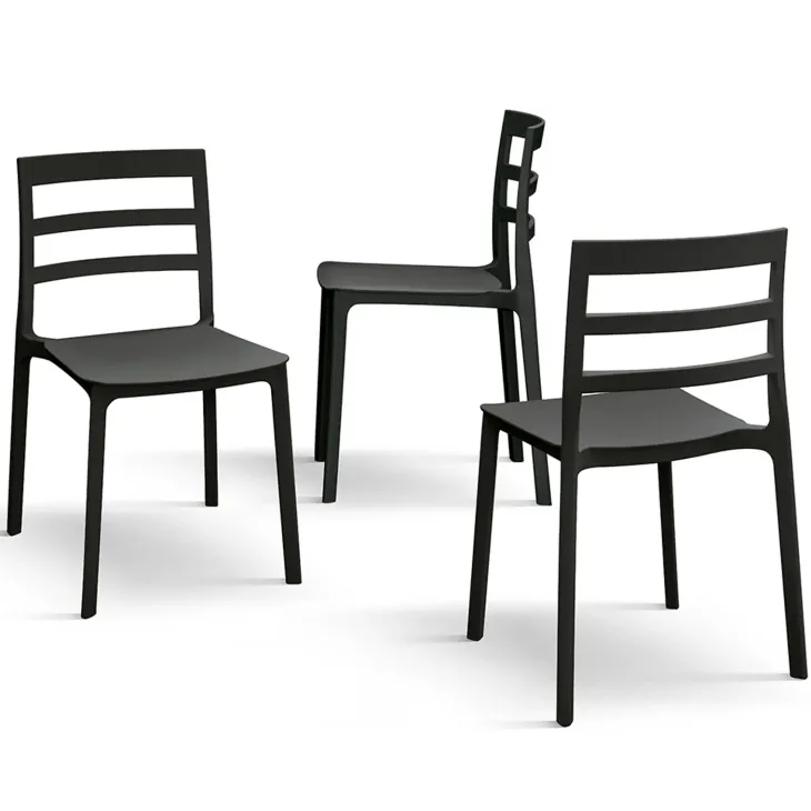 Set 4 sedie sala da pranzo impilabili moderne in polipropilene nero Nature