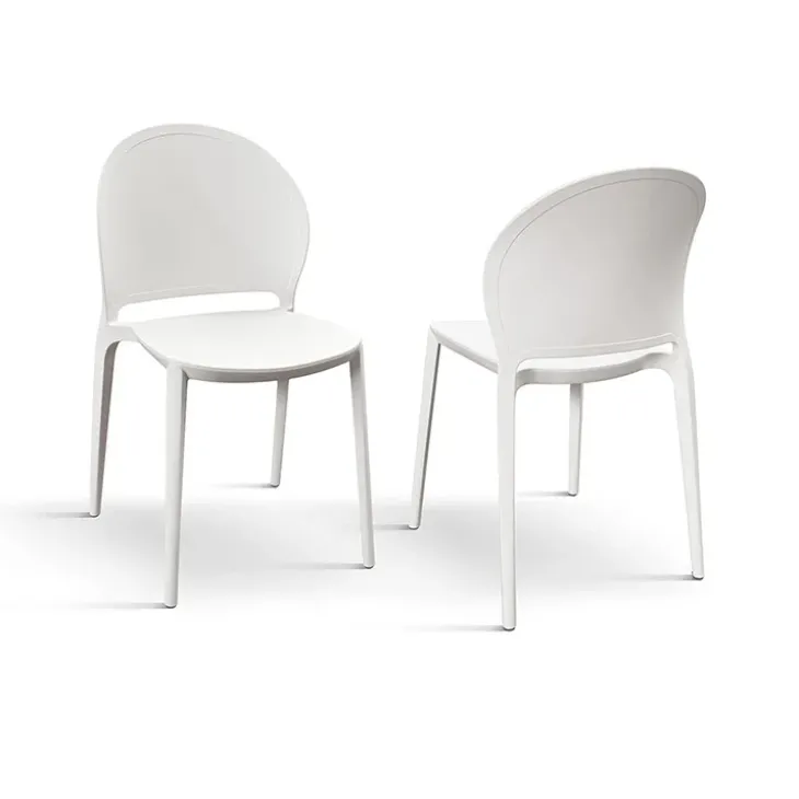 Set 4 sedie sala da pranzo impilabili moderne in polipropilene bianco Pelican