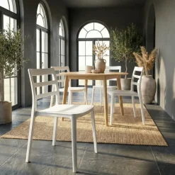 Set 4 sedie sala da pranzo impilabili moderne in polipropilene bianco Nature