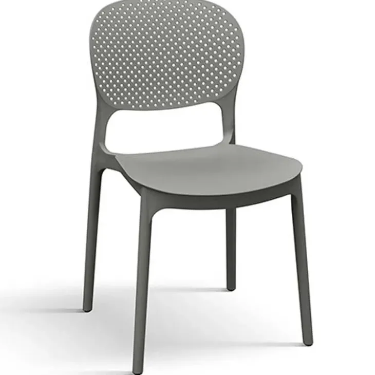 Set 4 sedie sala da pranzo impilabili in polipropilene grigio Elbow