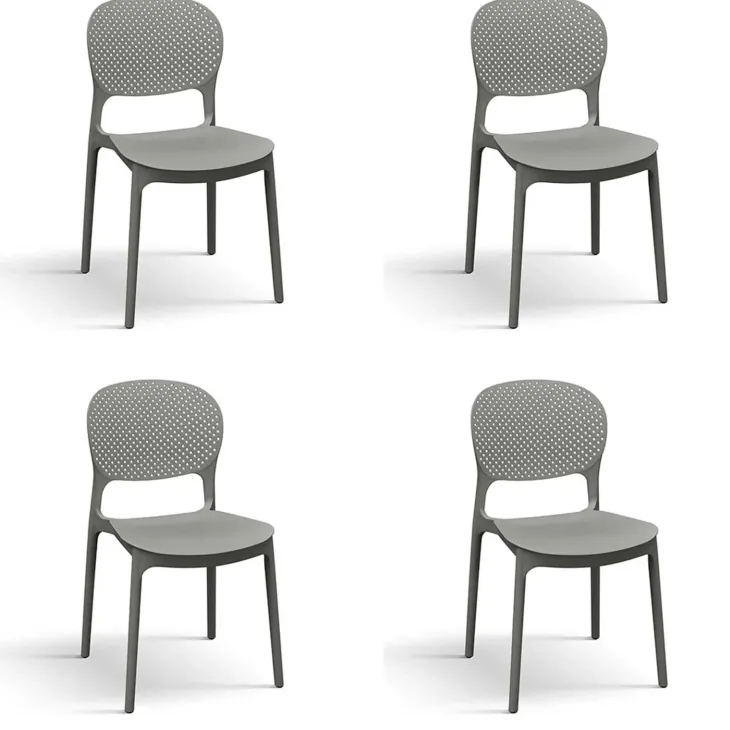 Set 4 sedie sala da pranzo impilabili in polipropilene grigio Elbow