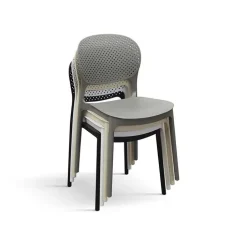 Set 4 sedie sala da pranzo impilabili in polipropilene grigio Elbow