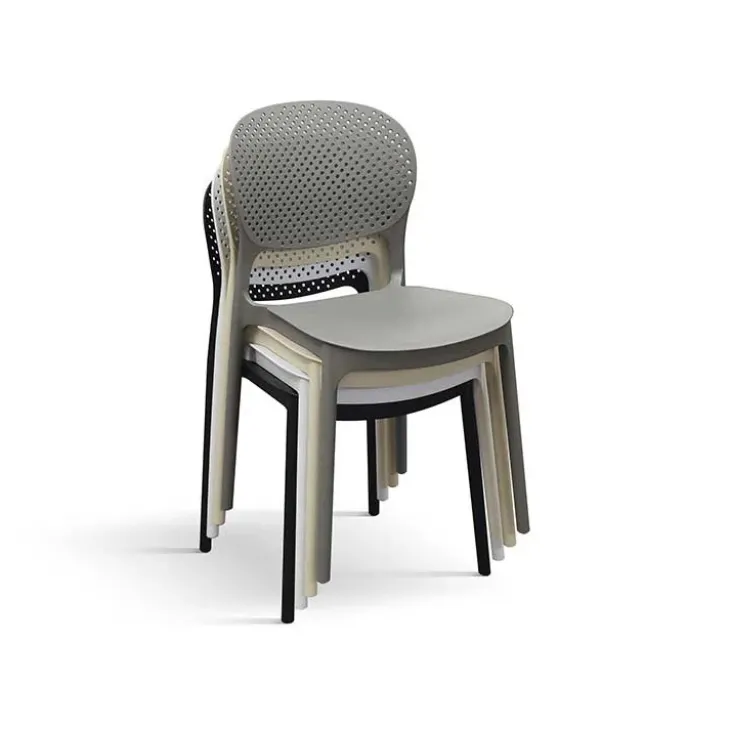 Set 4 sedie sala da pranzo impilabili in polipropilene grigio Elbow