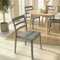 Set 4 sedie sala da pranzo impilabili moderne in polipropilene grigio Nature
