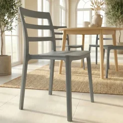 Set 4 sedie sala da pranzo impilabili moderne in polipropilene grigio Nature