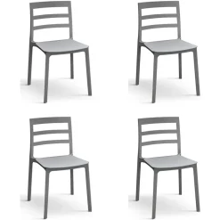 Set 4 sedie sala da pranzo impilabili moderne in polipropilene grigio Nature