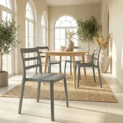 Set 4 sedie sala da pranzo impilabili moderne in polipropilene grigio Nature