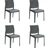 Set 4 sedie sala da pranzo impilabili in polipropilene grigio Velum