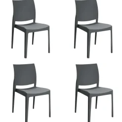 Set 4 sedie sala da pranzo impilabili in polipropilene grigio Velum