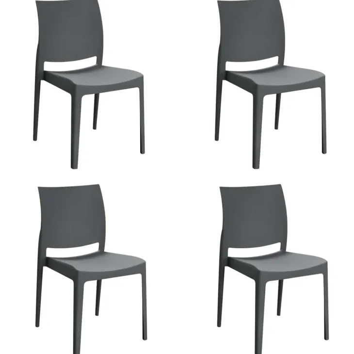 Set 4 sedie sala da pranzo impilabili in polipropilene grigio Velum