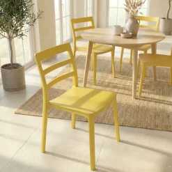 Set 4 sedie sala da pranzo impilabili moderne in polipropilene giallo Nature