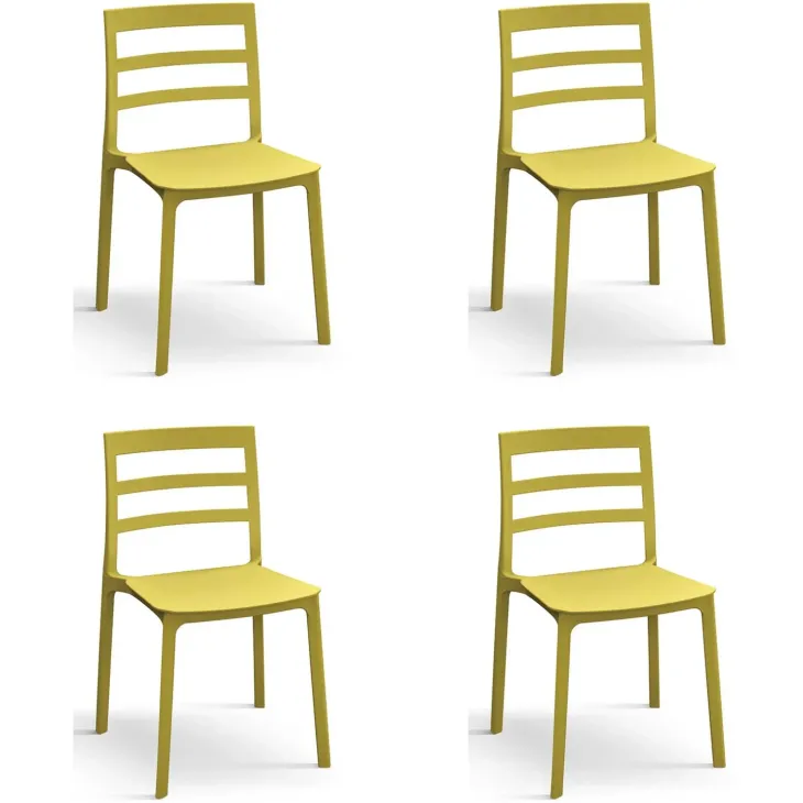 Set 4 sedie sala da pranzo impilabili moderne in polipropilene giallo Nature
