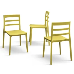 Set 4 sedie sala da pranzo impilabili moderne in polipropilene giallo Nature