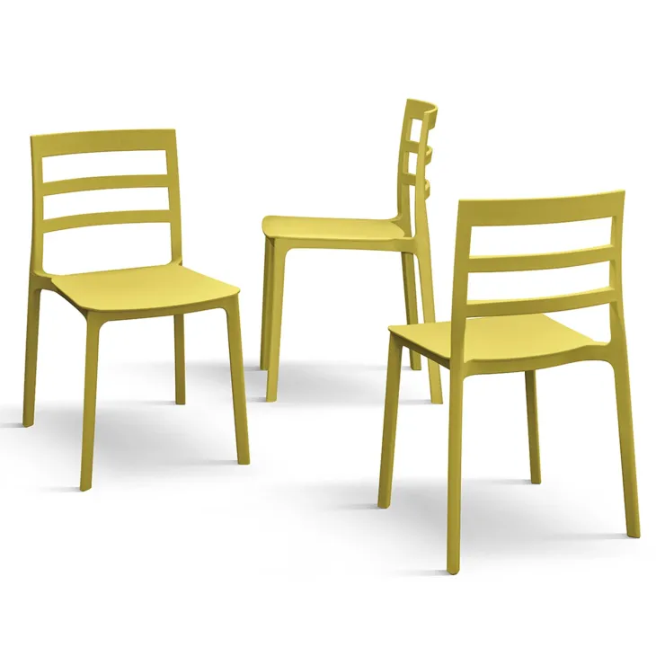 Set 4 sedie sala da pranzo impilabili moderne in polipropilene giallo Nature