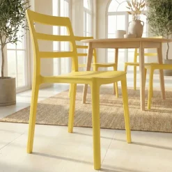 Set 4 sedie sala da pranzo impilabili moderne in polipropilene giallo Nature