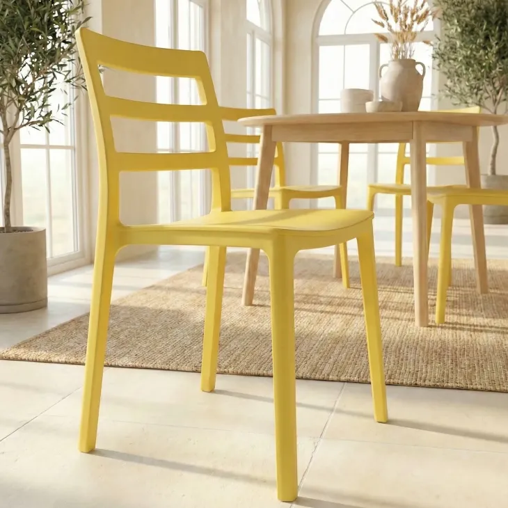 Set 4 sedie sala da pranzo impilabili moderne in polipropilene giallo Nature