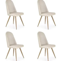 Set 4 sedie sala da pranzo in ecopelle beige rovere miele Romea