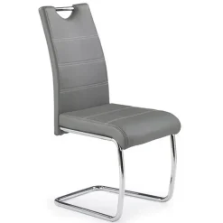 Set 4 sedie sala da pranzo in ecopelle e acciaio cromato grigio Deva