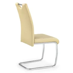 Set 4 sedie sala da pranzo in ecopelle e acciaio cromato beige Deva