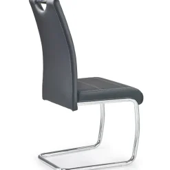 Set 4 sedie sala da pranzo in ecopelle e acciaio cromato nero Deva