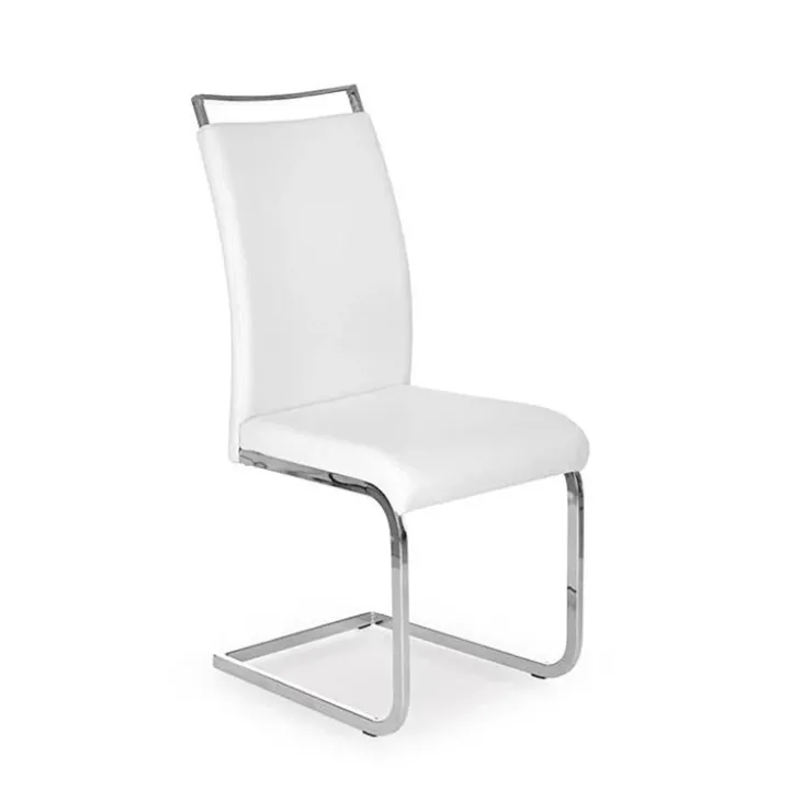 Set 2 sedie sala da pranzo in ecopelle e acciaio cromato bianco Adelaide Gihome®