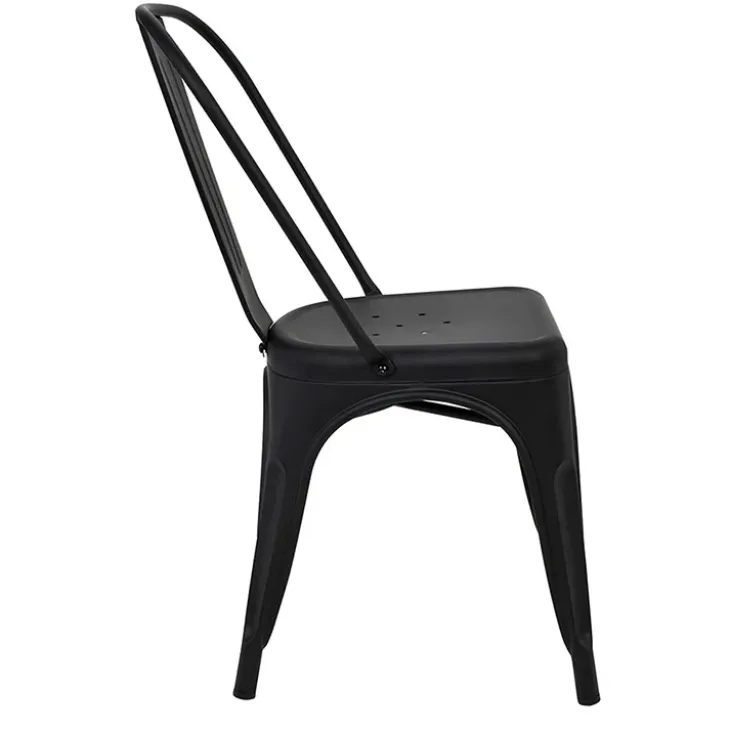 Set 2 sedie sala da pranzo in metallo impilabili industrial nero opaco Lix