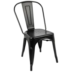 Set 2 sedie sala da pranzo in metallo impilabili industrial nero opaco Lix