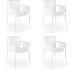 Set 4 sedie sala da pranzo in polipropilene impilabili con braccioli bianco Wren